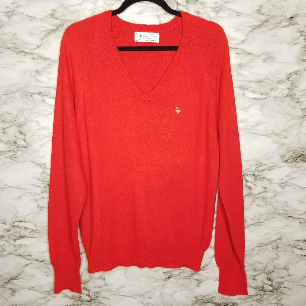 Dior Red V-Neck Sweater for Men